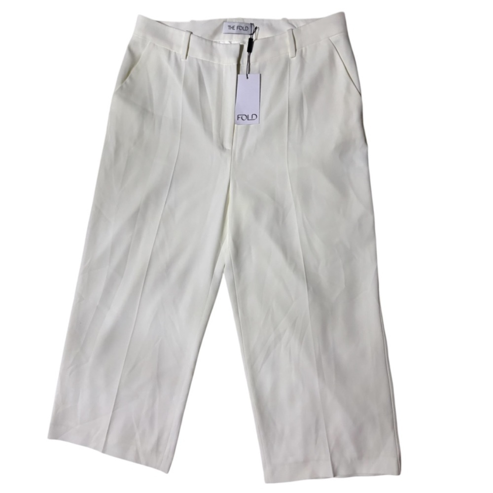 NWT THE FOLD Women’s White Wide Leg Trousers